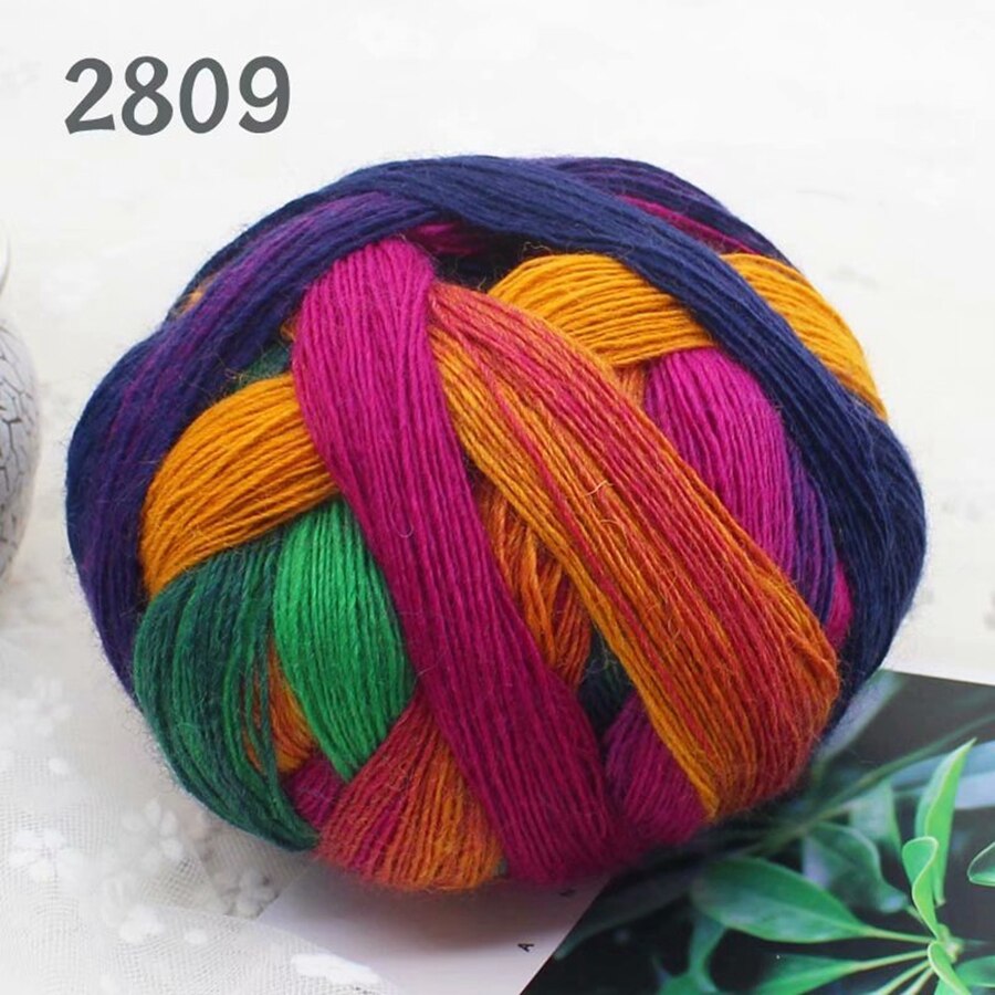 Long Dyed Magic Yarn Ball 800 meters Wool Rainbow Thread for Hand Knitting Shawl Scarf Gradient Crochet Yarn: 2809