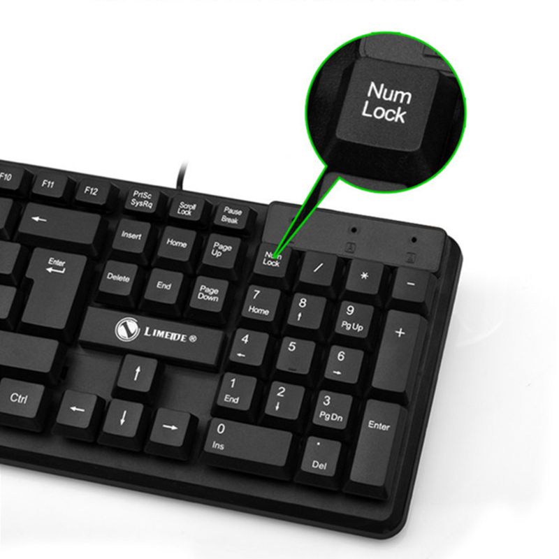 Black Silent Ergonomics Wired 104 Keys Keyboard and Mouse Combo Set for Laptop Computer PC Universal