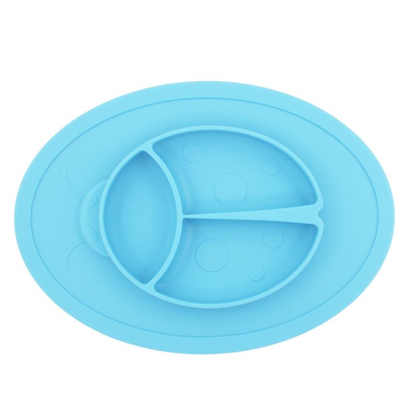 Cartoon Baby Dishes Meal Plate Meal Mat Silicone Easy Cleaning Tray for Children Kids food Holder Tray Food Container Tableware: light blue