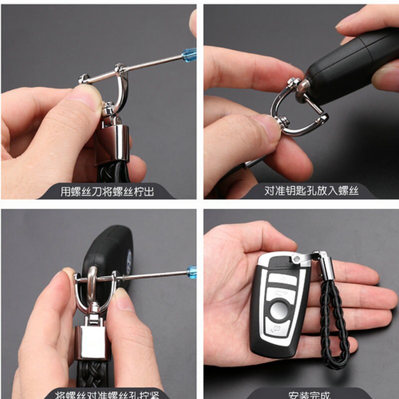 Car Keychain Keyring Key Chain Rings Holder Fit For Chevrolet BMW Leather Keychain Key Ring Chain For KIA Citroen Toyota