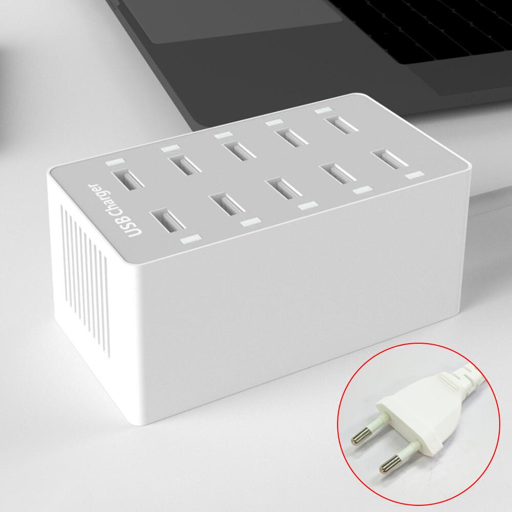 VKTECH 10Ports Universal Phone Charger Multi Port USB Charger 100W Desktop 10 Ports USB Charging Station for Mobile Phone Tablet