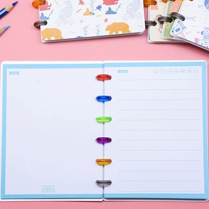 100pcs/lot Multicolor Mushroom Hole Disc-binding 18/24/28mm Notebook Round Ring Offices School Supplies Notepad Binder Buckle