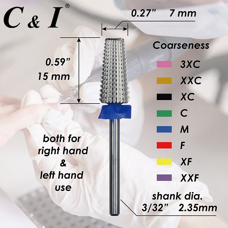 C & I taladro , multifunción, brocas para uñas de forma cónica 5 en 1, para máquina de manicura