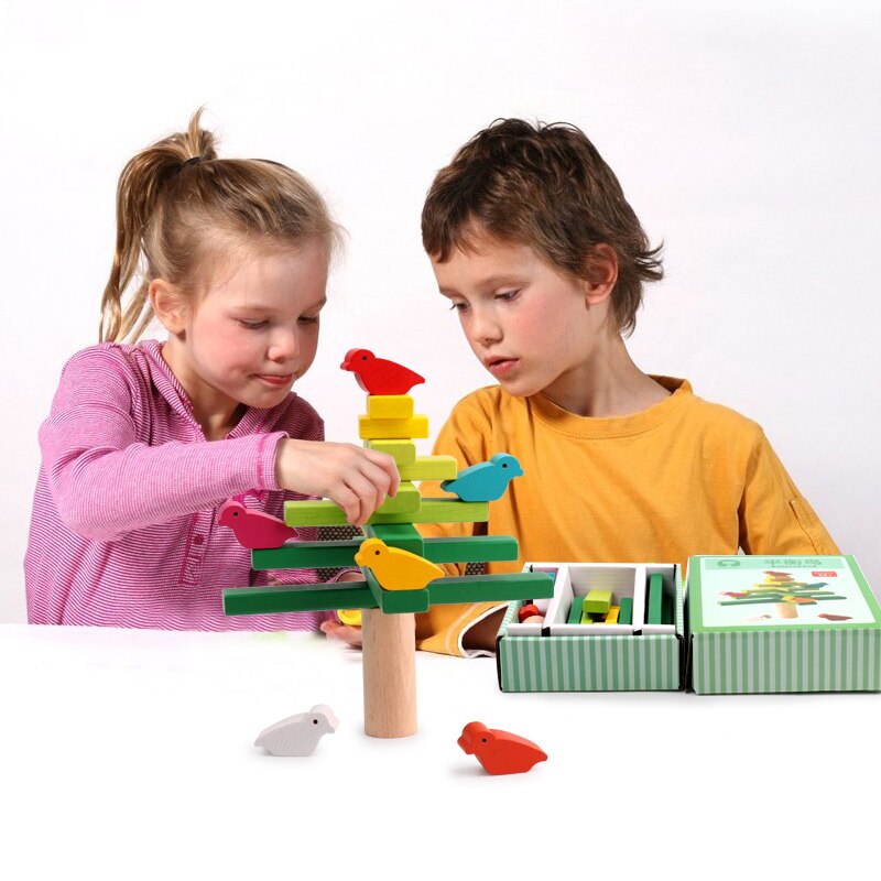 Baby Toy Color Wooden Block Blance Animal block birds tree Education toys for Children Blance Games Toys kids children toy
