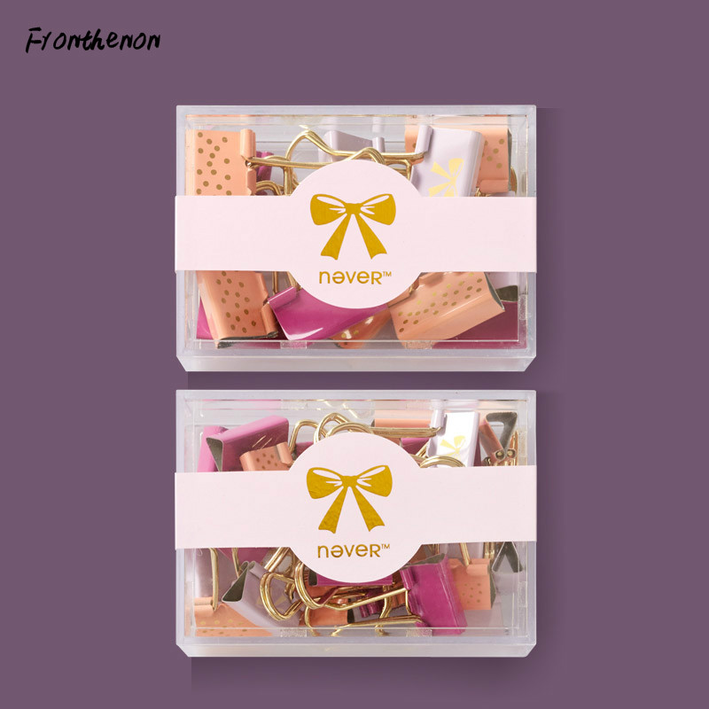 Metal Pink Clips Stationery Book School Binder Clip Office Accessories Label Folder Stationery Store