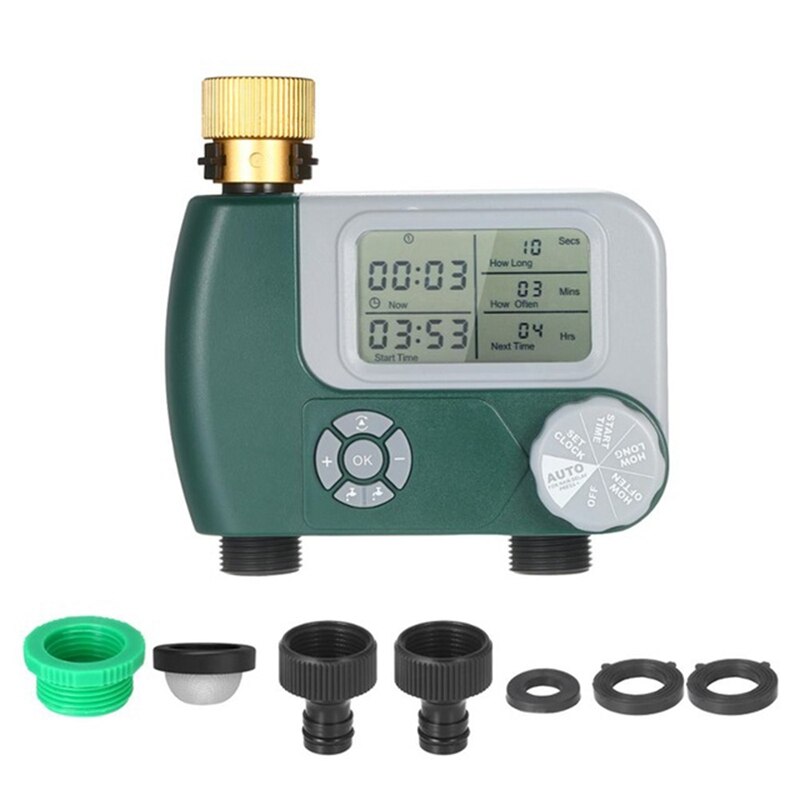 Automatic Watering Sprinkler System Irrigation Controller Programmable Digital Hose Faucet Timer with 2 Outlet: Default Title