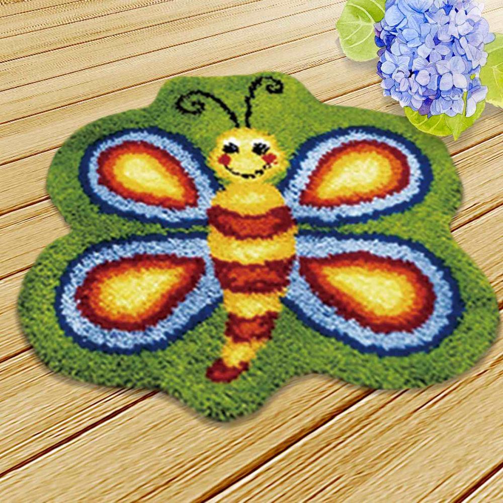 DIY juego de aguja de lengüeta cojín de alfombra tapiz bordado hágalo usted mismo pestillo gancho Smyrna botón cojín animales equipo de colchoneta de costura