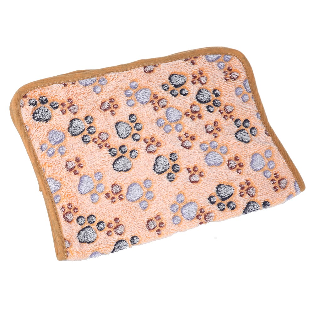 Korallfleece sällskapsdjur sängmatta mjuk varm söt tassfot tryckt katt hund valp filt sovande sängöverdrag mattor små medelstora husdjur kudde: Kaffe / 40 x 60cm
