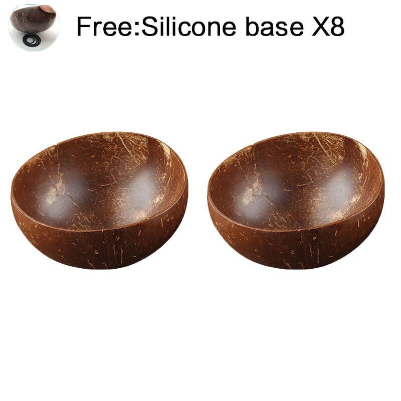 International Natural Natural Coconut Bowl, Coconut Spoon, Coconut Fork, Coconut Knife, Craft Decoration, for Food: 2bowl