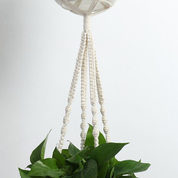Macrame Plant Hangers - 4 Pack, In Different Designs - Handmade Indoor Wall Hanging Planter Plant Holder - Modern Boho Home De