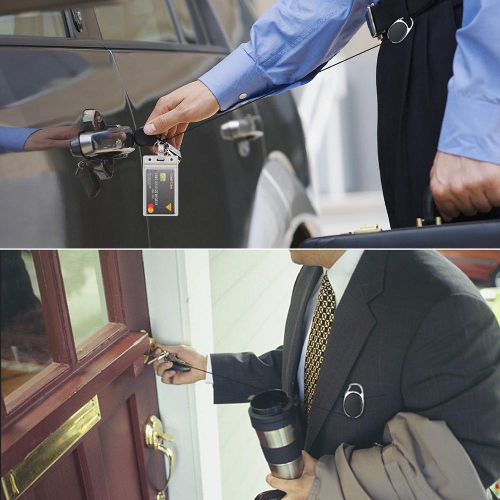 Paquet de 2 femmes hommes crédit visite Bus étui pour cartes de crédit porte-Badge rétractable avec pince à bobine et porte-carte d'identité transparent