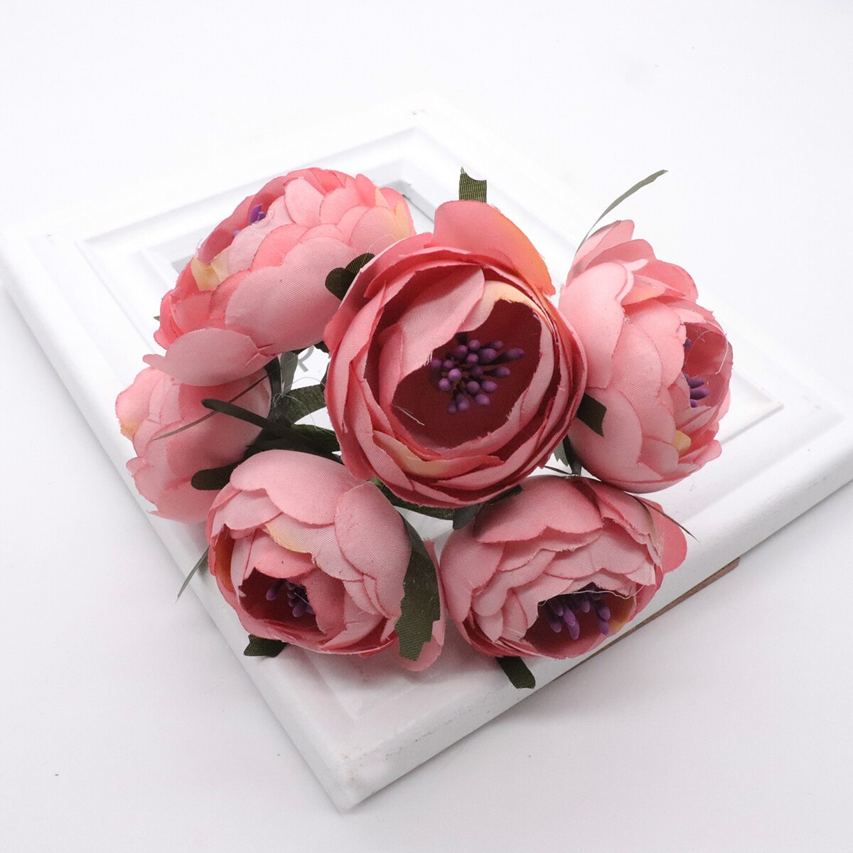 6 st/lot konstgjord ros sidenblomma pionblommor bröllopsbukett bröllop brudinredning rosblommor för gör-det-själv scrapbooking: 7