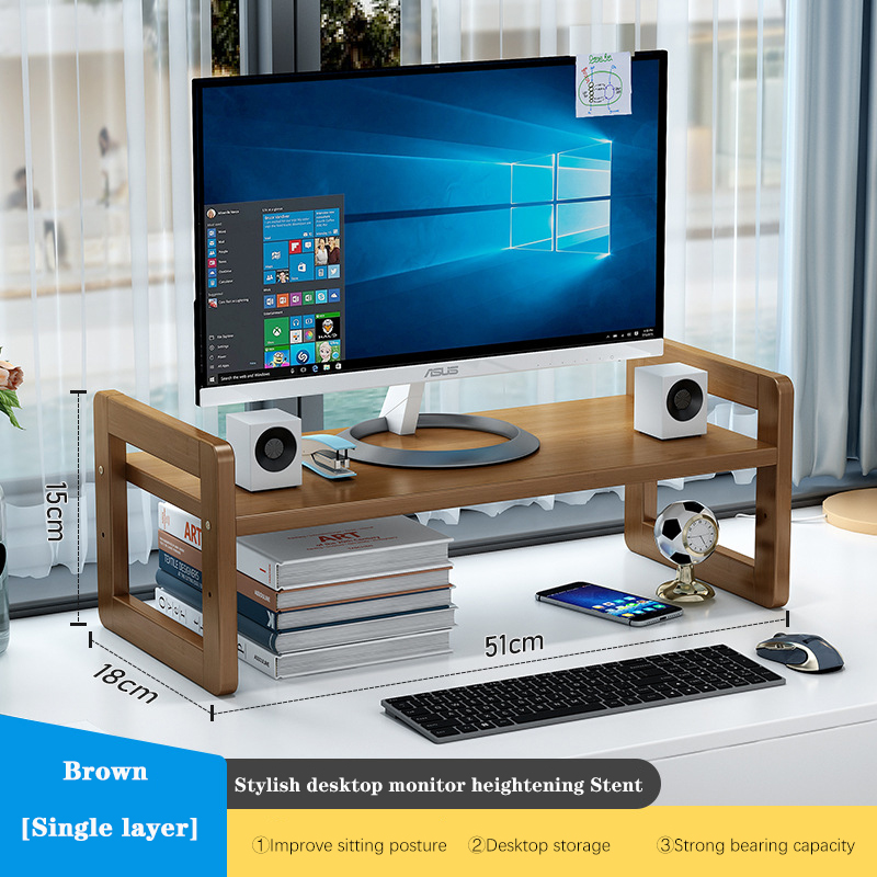 Monitor Stand Laptop Stand Base Desktop Storage Extension Stand Desk Shelf: Brown single layer