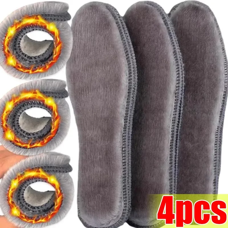 2/4pcs Self Heating Insoles Thermostatic Thermal Insole Faux Rabbit Fur Insole Winter Boots Pad Sole Thermal Insoles Plush Pads