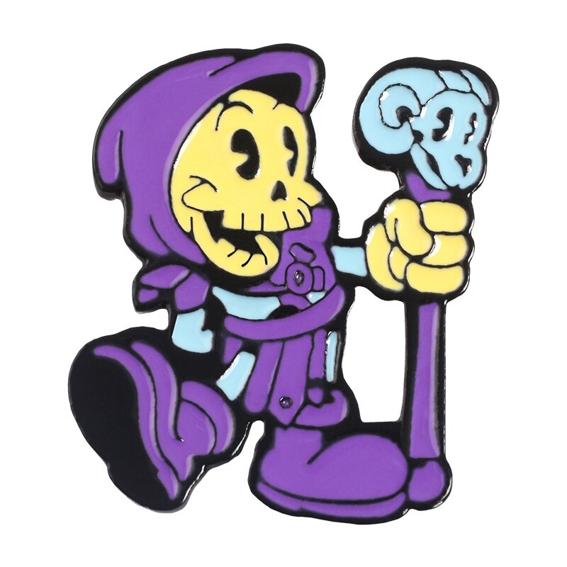 9Styles Skeletor Purple Hood Enamel Pin Masters of The Universe Badge Brooch Bag Clothes Lapel Classic Cartoon Jewelry: Scepter