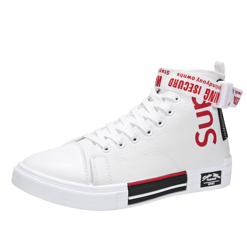 Heren hoge enkel canvas schoenen, skateboardschoenen, sneakers, witte sneaker, maat 39-44: Wit / 42