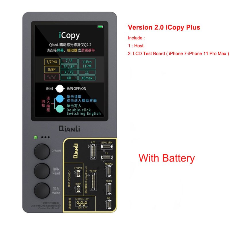 Qianli icopy plus 2nd gernation lcd-skærm lysfølsom reparationsprogrammerer til til iphone 11 pro max xr xsmax  xs 8p 8 7p 7: Icopy med lcd-bord