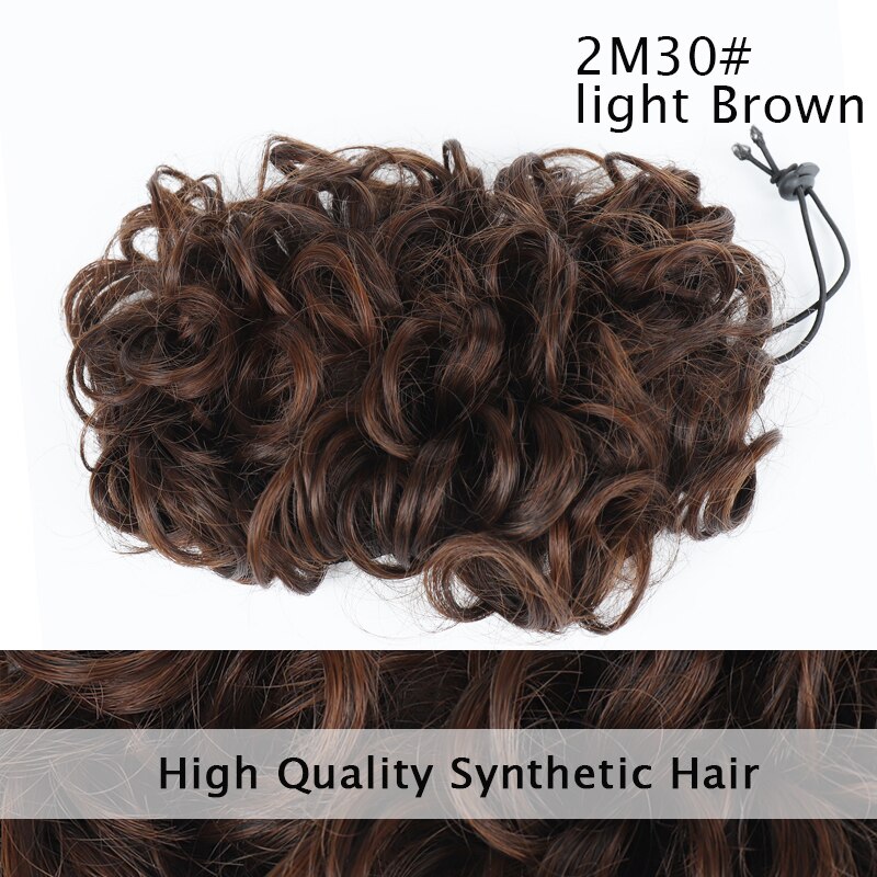 LUPU Messy Hair Chignon Black Brown Donut Updo Synthetic Hair Bun For Women Heat Resistant Fiber Hair Accessories: 2M30