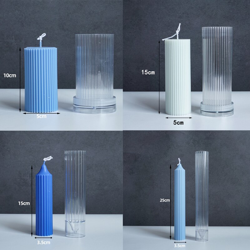 Stampi per candele a stelo lungo a strisce verticali a colonna a spirale fai-da-te stampo per candele in silicone geometrico per decorazioni romantiche per matrimoni a casa