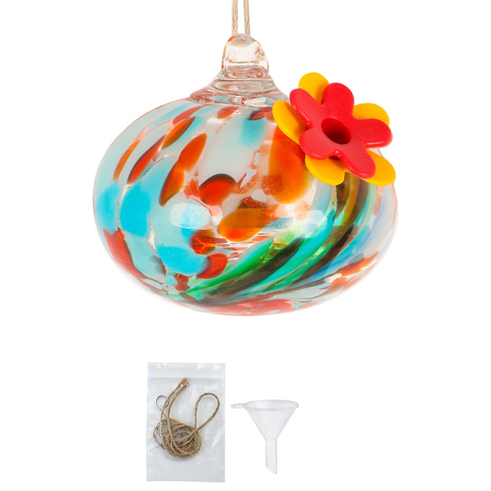 Durable Droplet Shaped Hummingbird Feeder Hanging Glass Ball Bird Automatic Feeder Practical Bird Drinking Fountain For Window: Pink