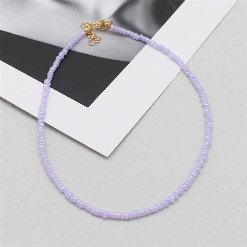 Simple Seed Beads Strand Choker Women String Beaded Short Bohemia Clavicle Jewelry Necklace: 9