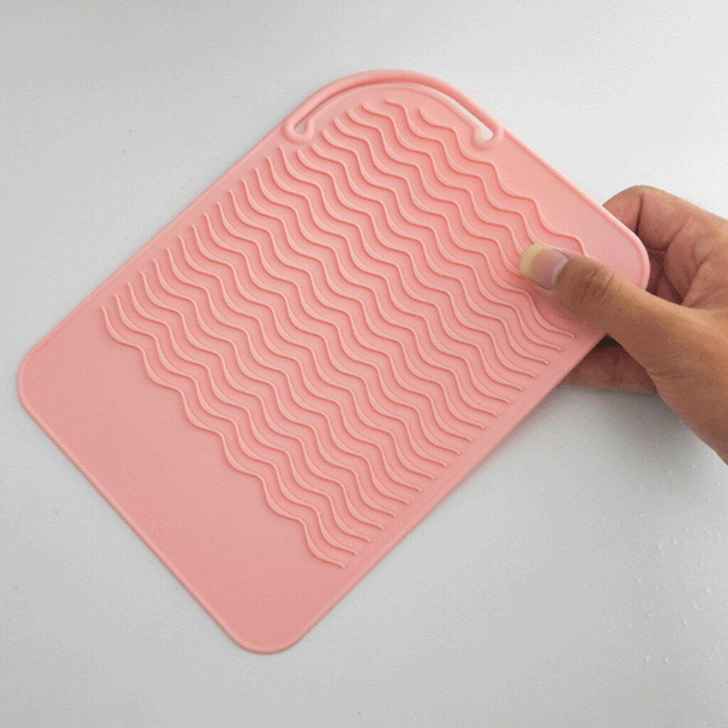 Hair Irons Hair Straightener Heat Proof Mat Hair Drier Non-Slip Pad Large Silicone Heat Proof Mat Soft Heat-resistant Mat: Pink