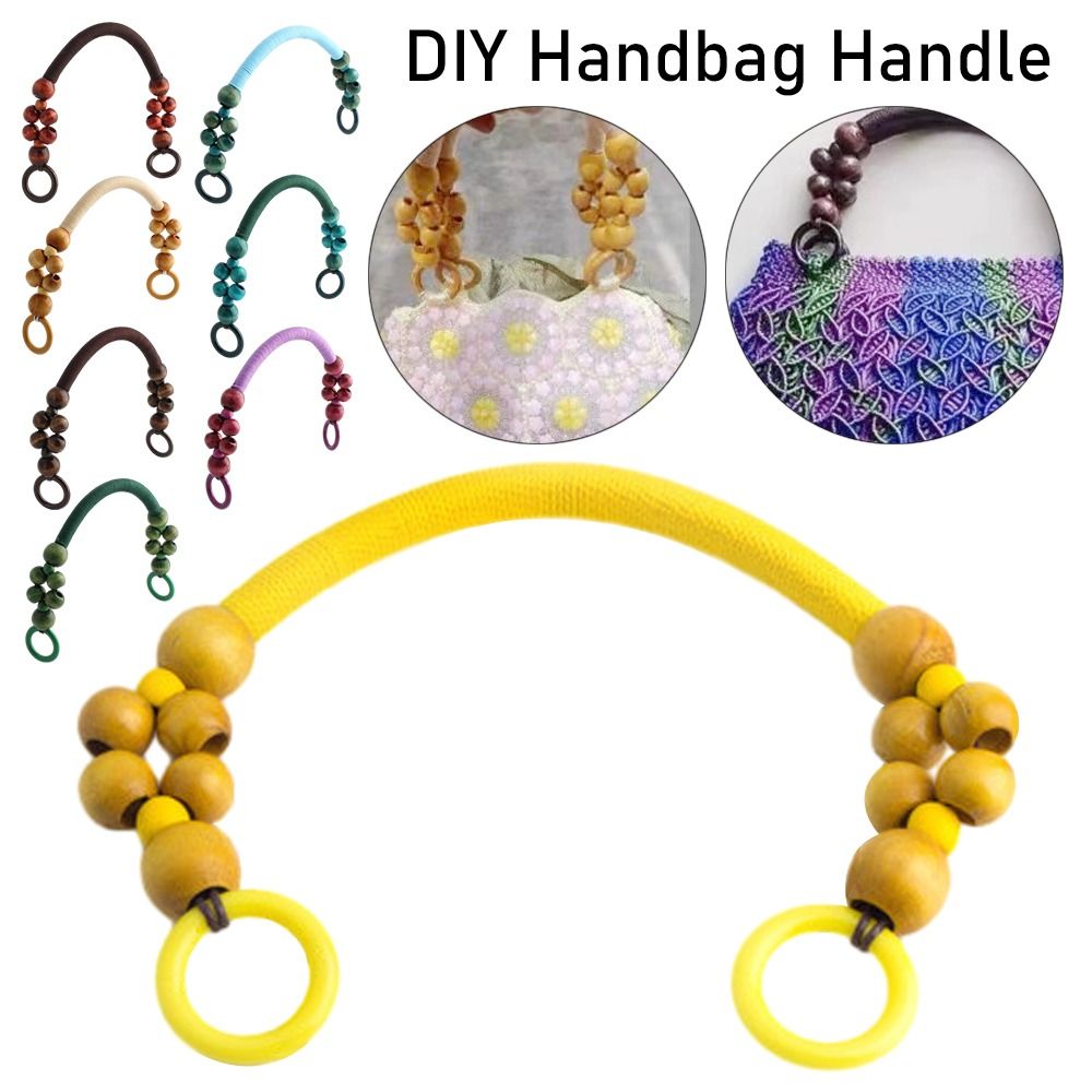 Wooden Handbag Handle Retro Woven Wooden Bead String Handbag Handle DIY Bag Strap Shoulder Belt Purse Handle