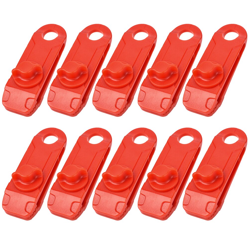10Pcs Camping Tent Winddicht Herbruikbare Bevestiging Shark Clips Klemmen Draagbare Luifel Luifel Tarp Koord Gesp Spanner Tent Accessoire: Rood
