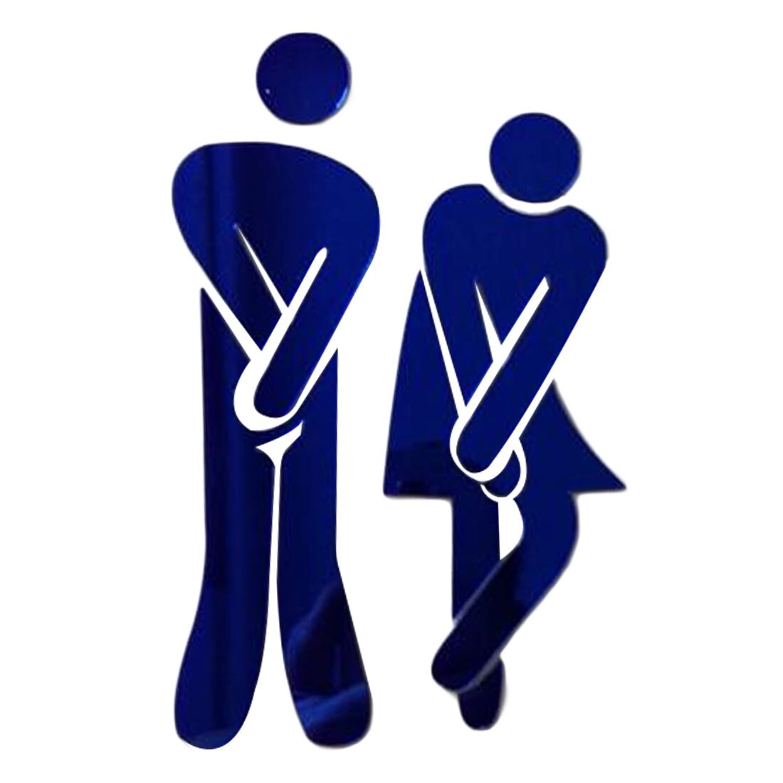 3D Acryl Badkamer Spiegel Stickers Vrouw & Man Wc Teken Spiegel Muursticker Home Hotel Washroom Deur Teken Spiegel Sticker: B Blue