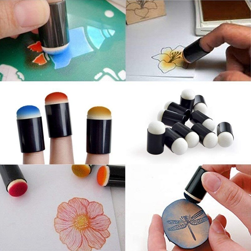 80Stck Finger Schwamm beschmieren Malerei Tinte Pad Stanzen Pinsel Handwerk fallen Kunst Werkzeuge mit Kasten Büro Schule Zeichnung DIY handwerk