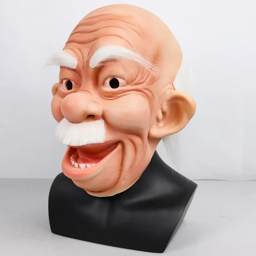 Old Man Mask Realistic Bald Man Masks Wrinkle Full Head Latex helmet Halloween Cosplay Costume Props