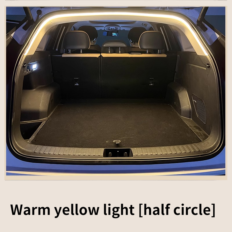 Iluminación de maletero de alto brillo para coche, luz ambiental, decoración interior, cableado LED, tira de luces para puerta trasera con detección automática sin cables: Blanco frío