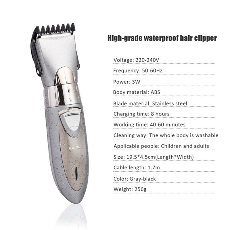 Waterproof Electric Hair Clipper Rechargeable Razor Hair Trimmer Hair Cutting Machine Beard Trimer Men Shaver P49