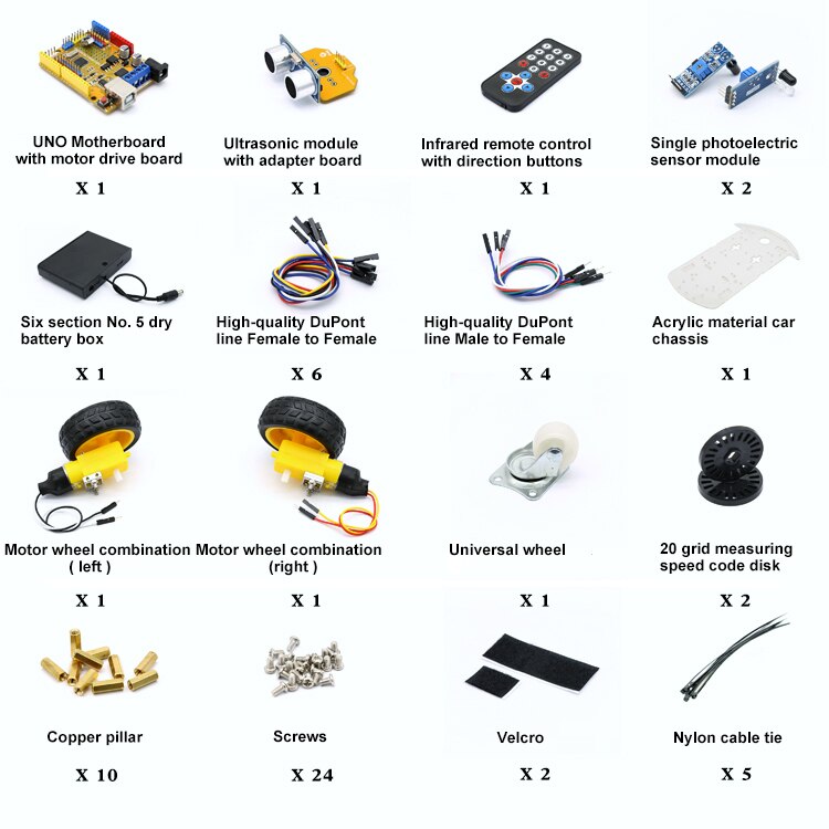Smart Robot Motor Car Kit Avoidance Tracking 2WD,Ultrasonic,IR Remote,for Arduino Diy Kit ,Robotics Learning