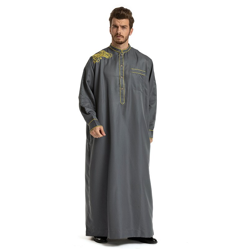 Mannen moslim gewaden islamitische kleding dubai arabisch abaya kaftan eid mubarak gebed jubba thobe kleding mannen 3 kleuren