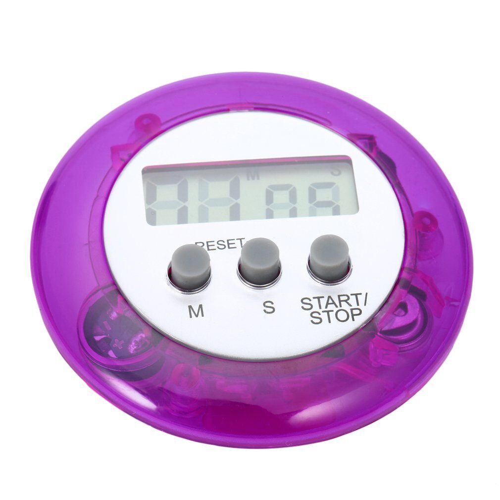 1pcs white Round Magnetic LCD Digital Kitchen Countdown Timer Alarm with Stand: Purple