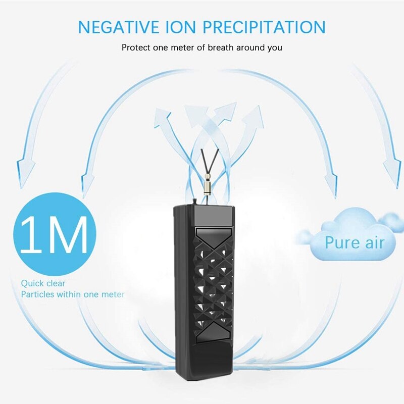 Personlig luftrenser halskjede usb bærbar luftrenser bærbar mini negativ ion luftfrisker lav støy