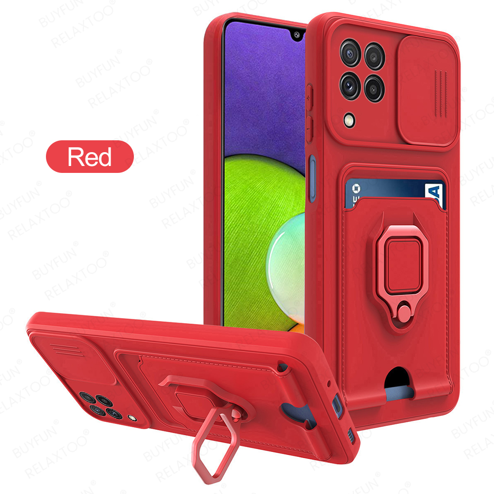 Custodia protettiva per fotocamera scorrevole per samsung A22 4G/5G supporto magnetico per auto custodia morbida antiurto SumsungA22 22A Sansung A 22 Fundas: For Samsung A22 4g / Red 2