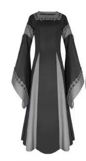 Robe de longitud inferior retro à manches trompent pour femmes, bata medieval renacentista, garniture en dentelle, bata irlandia: S / Blanco