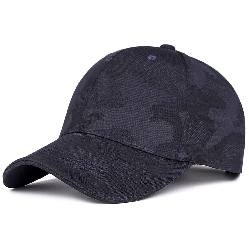Camouflage baseball kasket forår og efterår udendørs fritid enkel solhat mænd og kvinder golfhat justerbar snapback kasket: Marineblå camouflage