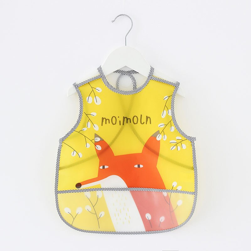 Wodoodporne niemowlę jedzenie dzieci rysunek bez rękawów śliniaki dla niemowląt śliniaki śliczne śliniaki dla dzieci nadruk kreskówkowy śliniak dla niemowląt posiłek beknięcie Eva płótno: czerwony Fox