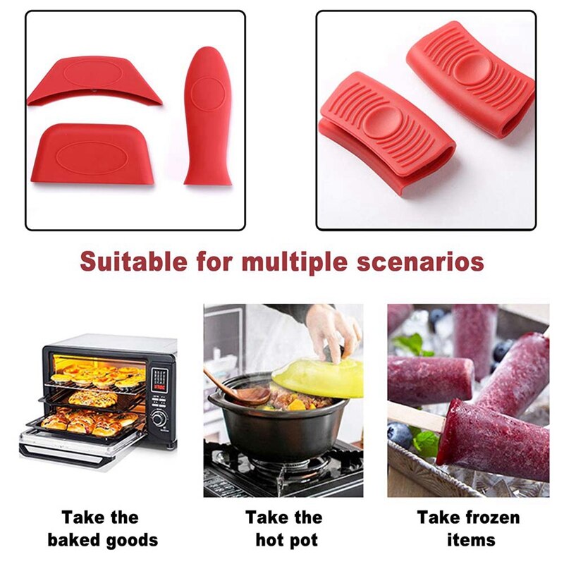 Silicone Handle Holders Rubber Pot Holders Cover Non Slip Assist Pan Holder, BBQ and Kitchen Cookware Handles 8 Pcs