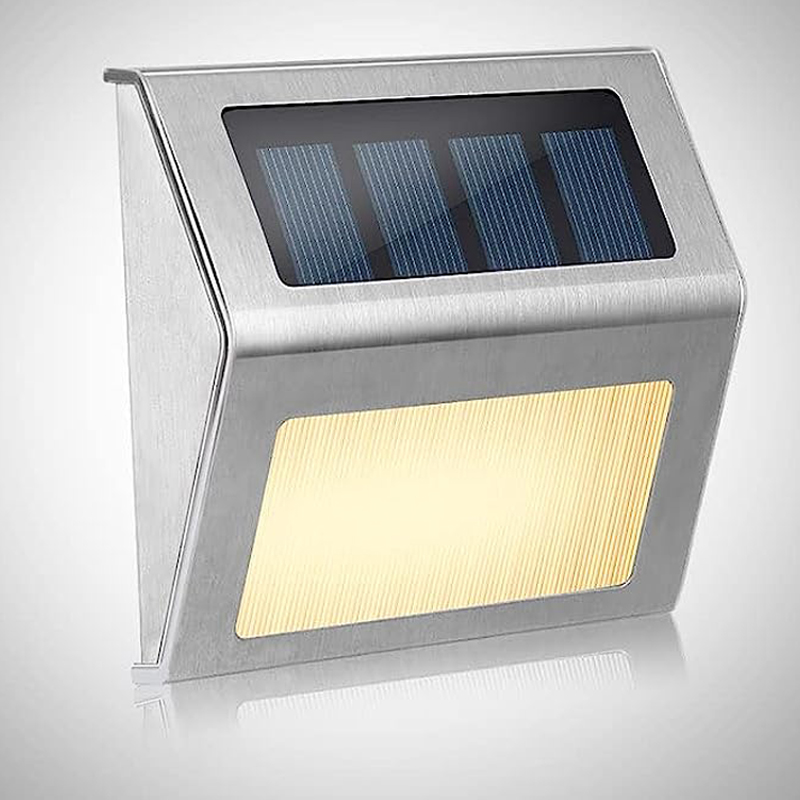 1/6/12 Pack Led Solar Outdoor Stainless Steel Step Lights, Fence Lights, Stainless Steel Wall Lights, Courtyard Deck Lights, Suitable for Terraces, Steps, Walkway, Fences: Warm White