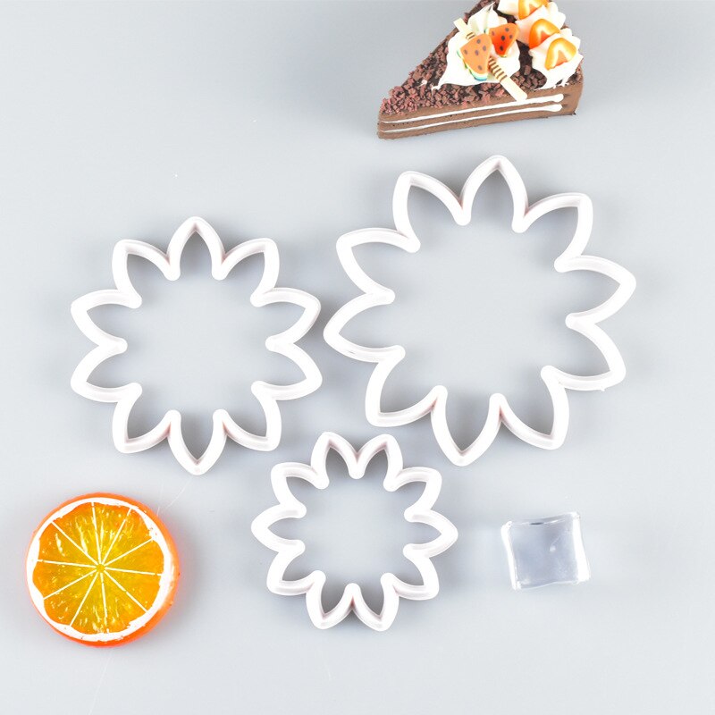 3Pcs Bloemvorm Cookie Cutter Mold Chocolade Cakevorm Gebak Diy 3D Fondant Cake Biscuit Decorating Gereedschap Keuken Bakken mold