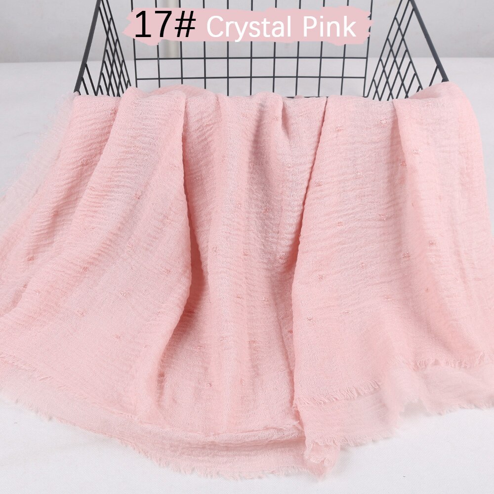 Hijab en coton déchiré pour femmes, , froissé, sertissage, turban, avec paillettes, lignes en dentelle, écharpe de tête, châle,: 17