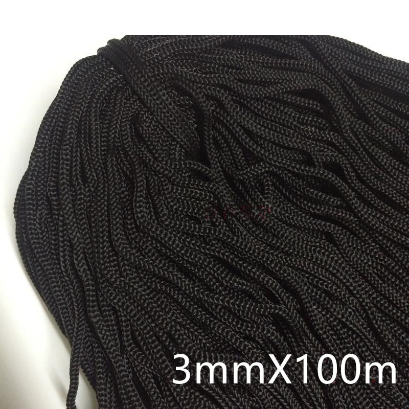 Polypropylen seil PP häkeln seil 3mm durchmesser schwarz Stelle 900D handtasche ziehen seil 100 Meter garn seil