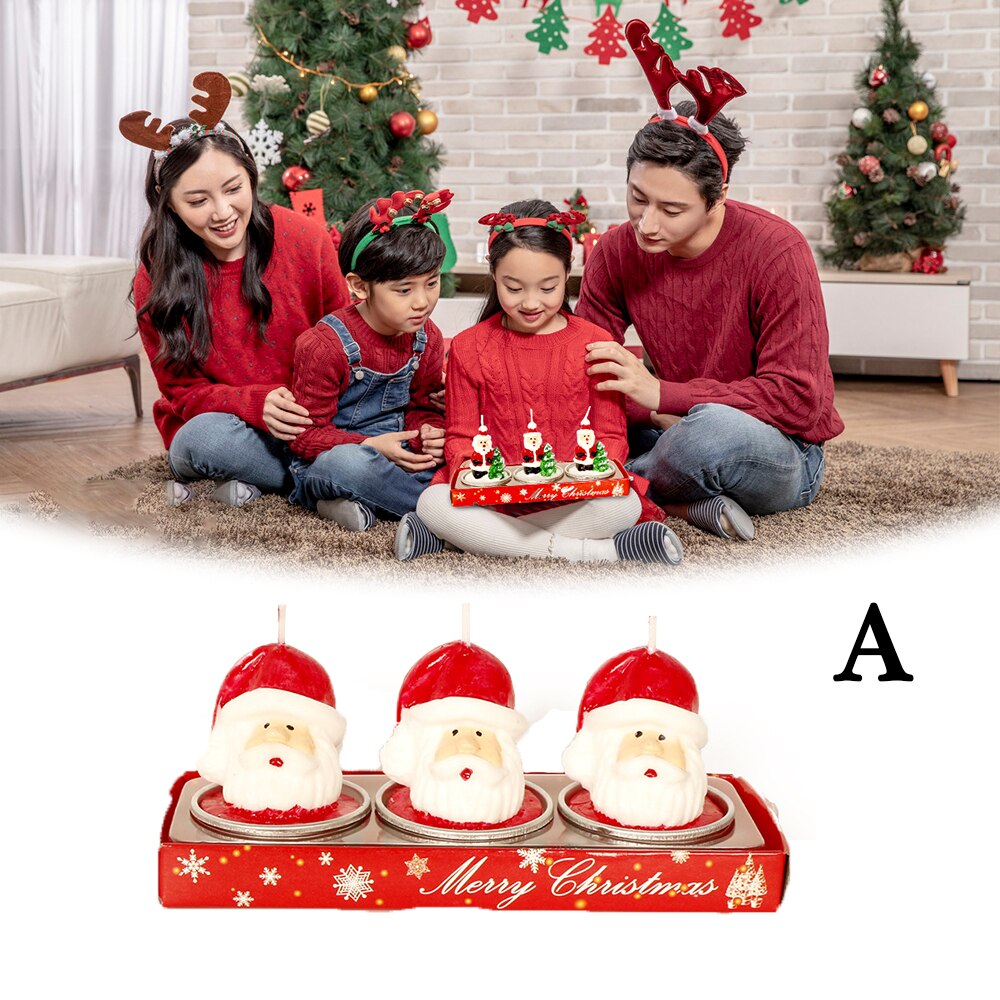 3pcs/Set Merry Christmas Candle Santa Claus Paraffin Candles Xmas Year Wedding Party Supplies Christmas Decorations For Home: A