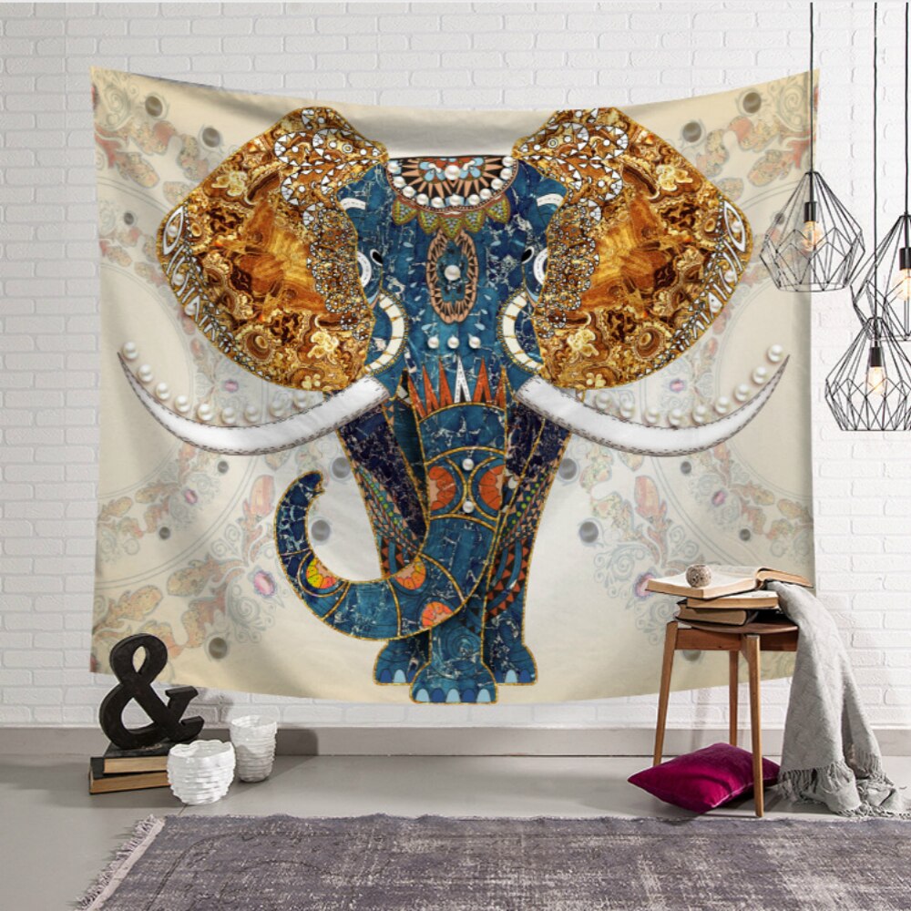 Ethnische Mandala Wandteppich Hängen Elefanten Böhmischen Macrame Zauberstab Decke Tuch Polyester Strand matt Yoga Schal Wohnkultur