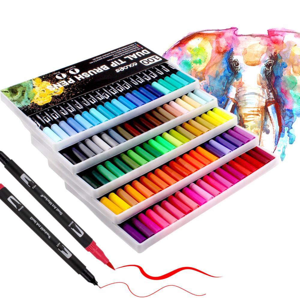 Dual Tip Borstel Pennen Tot 120 Kleuren Viltstiften Colouring Pennen Voor Volwassenen Pack, Tekening, kalligrafie Schilderij Borstel Pennen