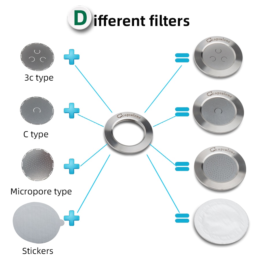 Capsulone 3. Metalowa kapsułka ze stali nierdzewnej kompatybilny ekspres robić kawy Nespresso wielokrotnego użytku gładka kapsułka 1 szt